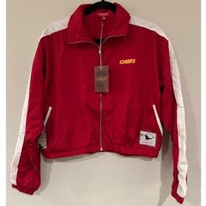Mitchell & Ness Kansas City Chiefs Nylon Cropped Red White Jacket, L, NWT‎